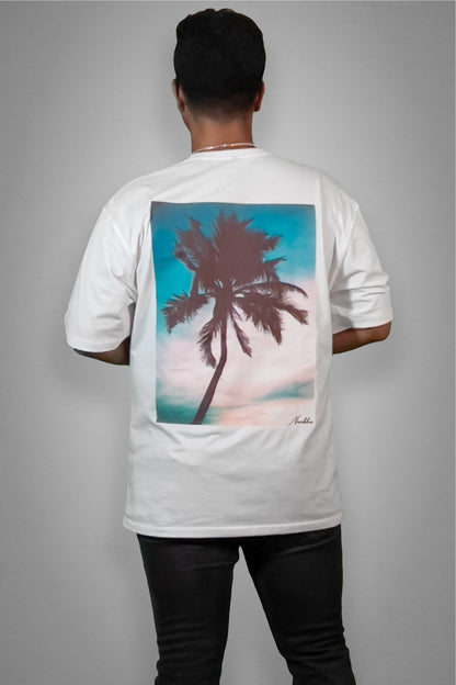 Palm Tree White Oversized T-Shirt Mens