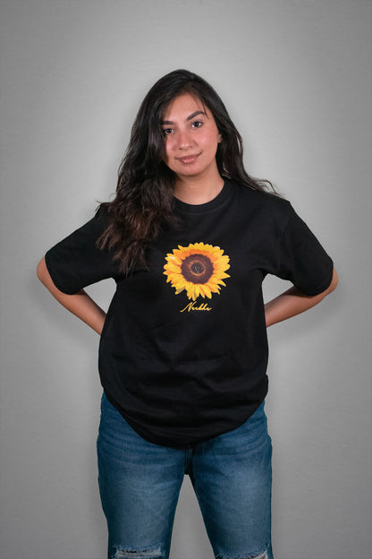 Sunflower Black Oversized T-Shirt for Women
